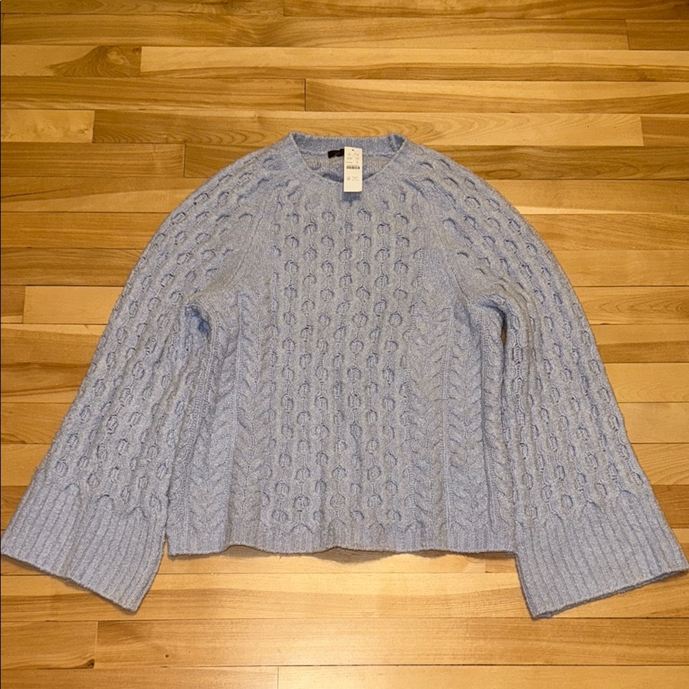 NWT J. Crew Light Blue Cable Knit Sweater